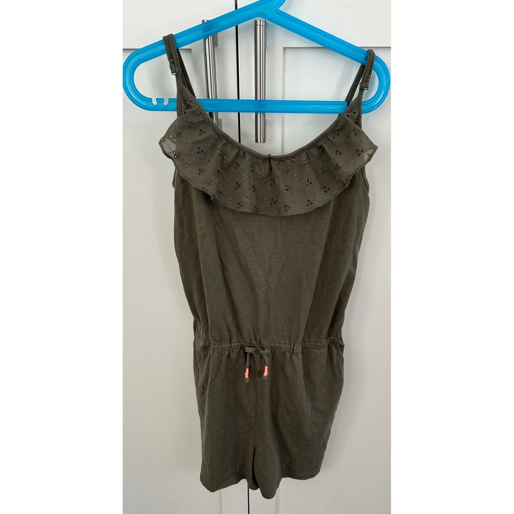 Girls Romper Olive Green Ruffle Trim XLarge‎ 14-16 Holiday Lace Cottagecore
